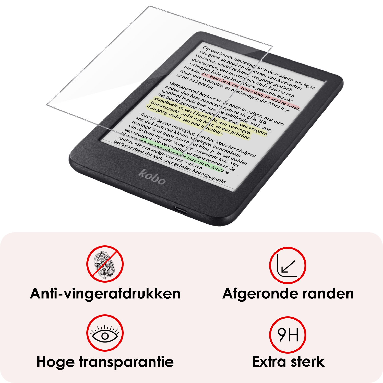 NoXx NoXx Kobo Clara BW Hoesje Trifold Met Screenprotector - Bloesem