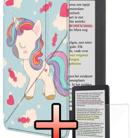 NoXx NoXx Kobo Clara BW Hoesje Trifold Met Screenprotector - Eenhoorn