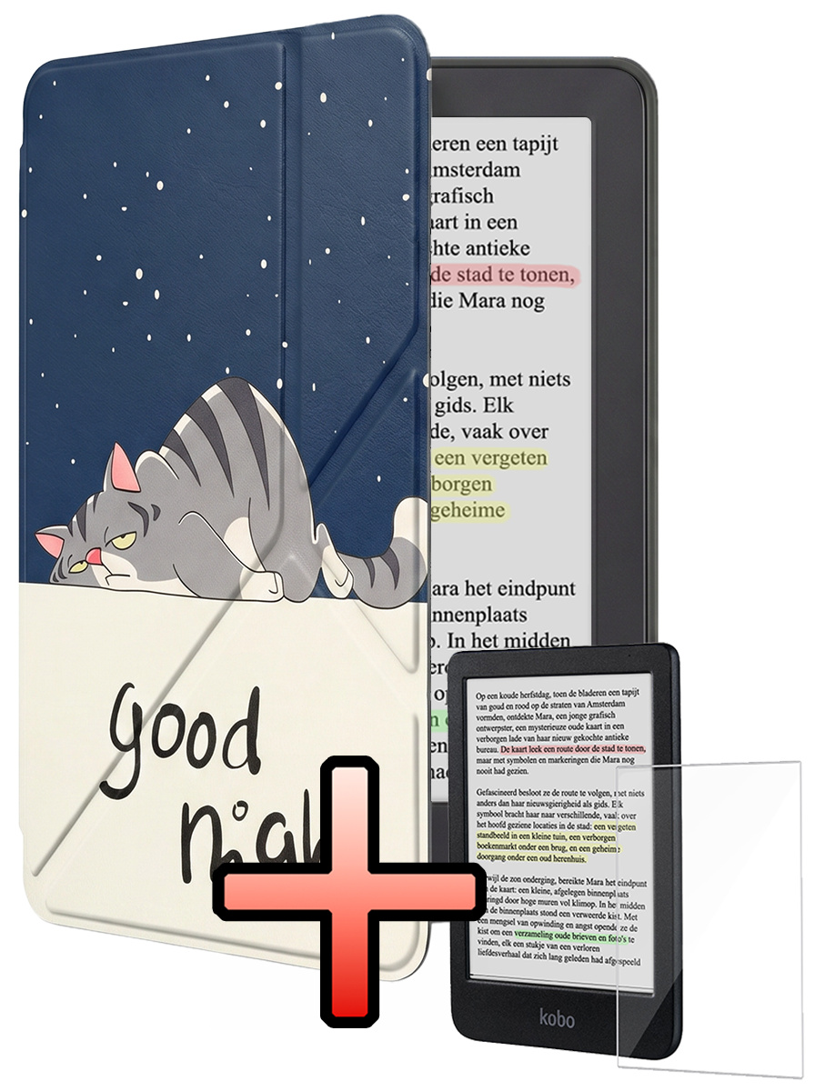 NoXx NoXx Kobo Clara BW Hoesje Trifold Met Screenprotector - Kat