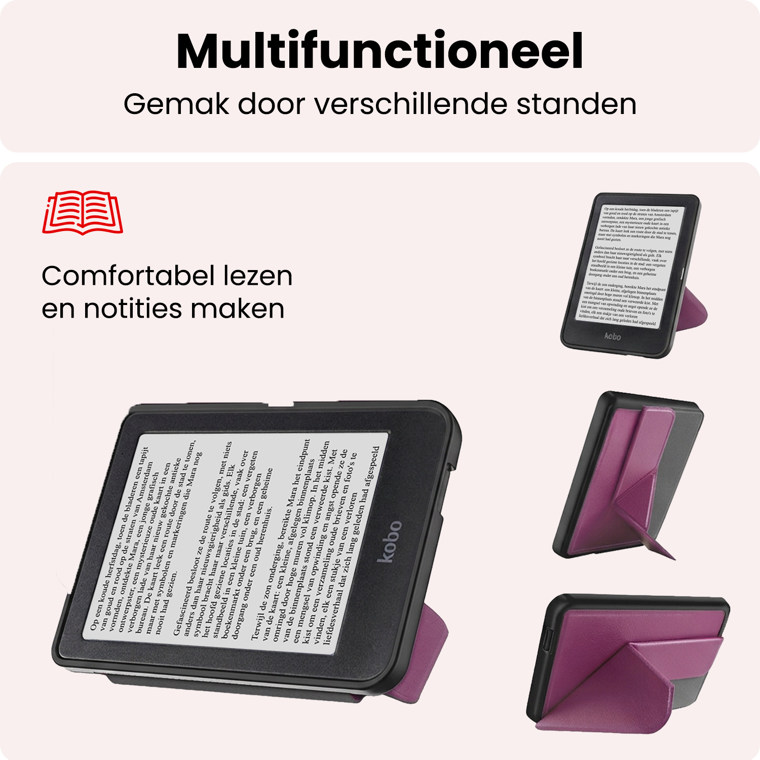 NoXx NoXx Kobo Clara HD Hoesje Trifold - Paars