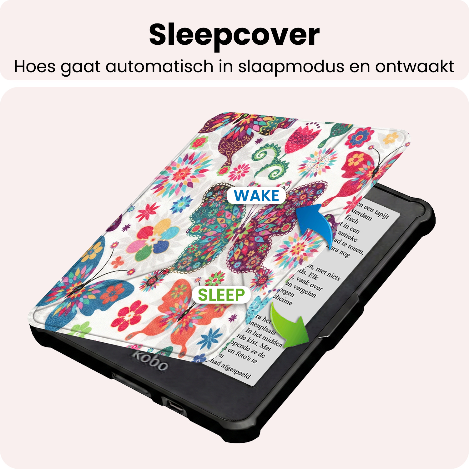 NoXx NoXx Kobo Clara HD Hoesje Trifold - Vlinders