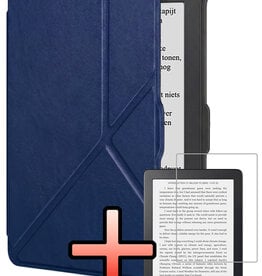 NoXx NoXx Kobo Clara HD Hoesje Trifold Met Screenprotector - Donkerblauw