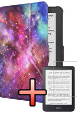 NoXx NoXx Kobo Clara HD Hoesje Trifold Met Screenprotector - Galaxy