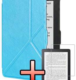 NoXx NoXx Kobo Clara HD Hoesje Trifold Met Screenprotector - Licht Blauw