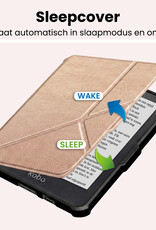 NoXx NoXx Kobo Clara HD Hoesje Trifold Met Screenprotector - Rose Goud