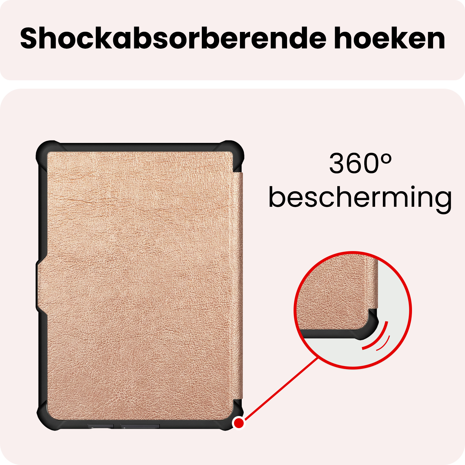 NoXx NoXx Kobo Clara HD Hoesje Trifold Met Screenprotector - Rose Goud