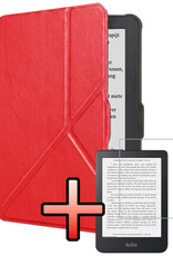 NoXx NoXx Kobo Clara HD Hoesje Trifold Met Screenprotector - Rood