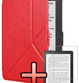 NoXx NoXx Kobo Clara HD Hoesje Trifold Met Screenprotector - Rood