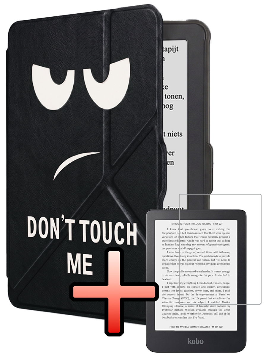 NoXx NoXx Kobo Clara HD Hoesje Trifold Met Screenprotector - Don't Touch Me