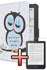 NoXx NoXx Kobo Clara HD Hoesje Trifold Met Screenprotector - Uil