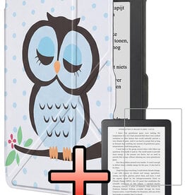 NoXx NoXx Kobo Clara HD Hoesje Trifold Met Screenprotector - Uil