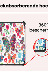 NoXx NoXx Kobo Clara HD Hoesje Trifold Met Screenprotector - Vlinders