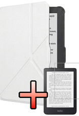 NoXx NoXx Kobo Clara HD Hoesje Trifold Met Screenprotector - Wit