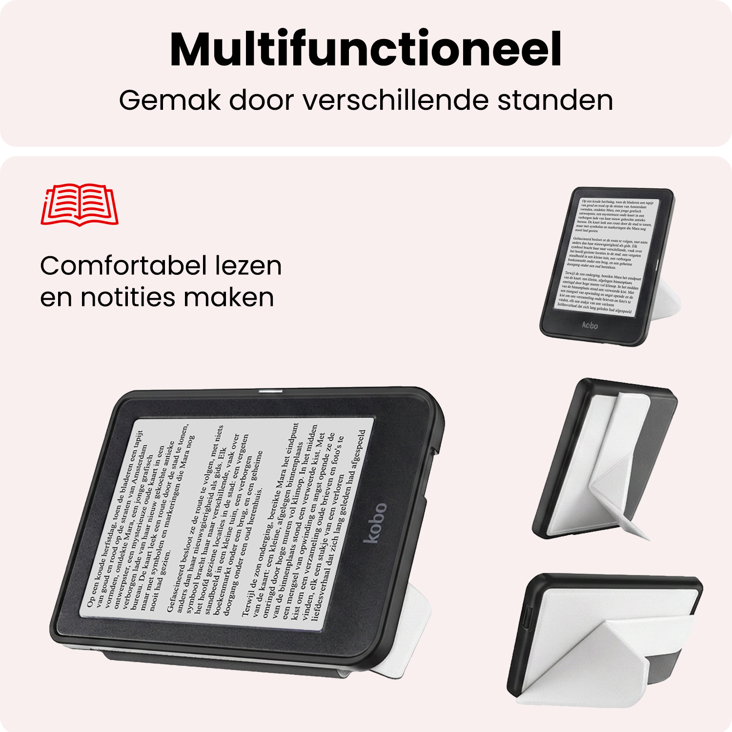 NoXx NoXx Kobo Clara HD Hoesje Trifold Met Screenprotector - Wit