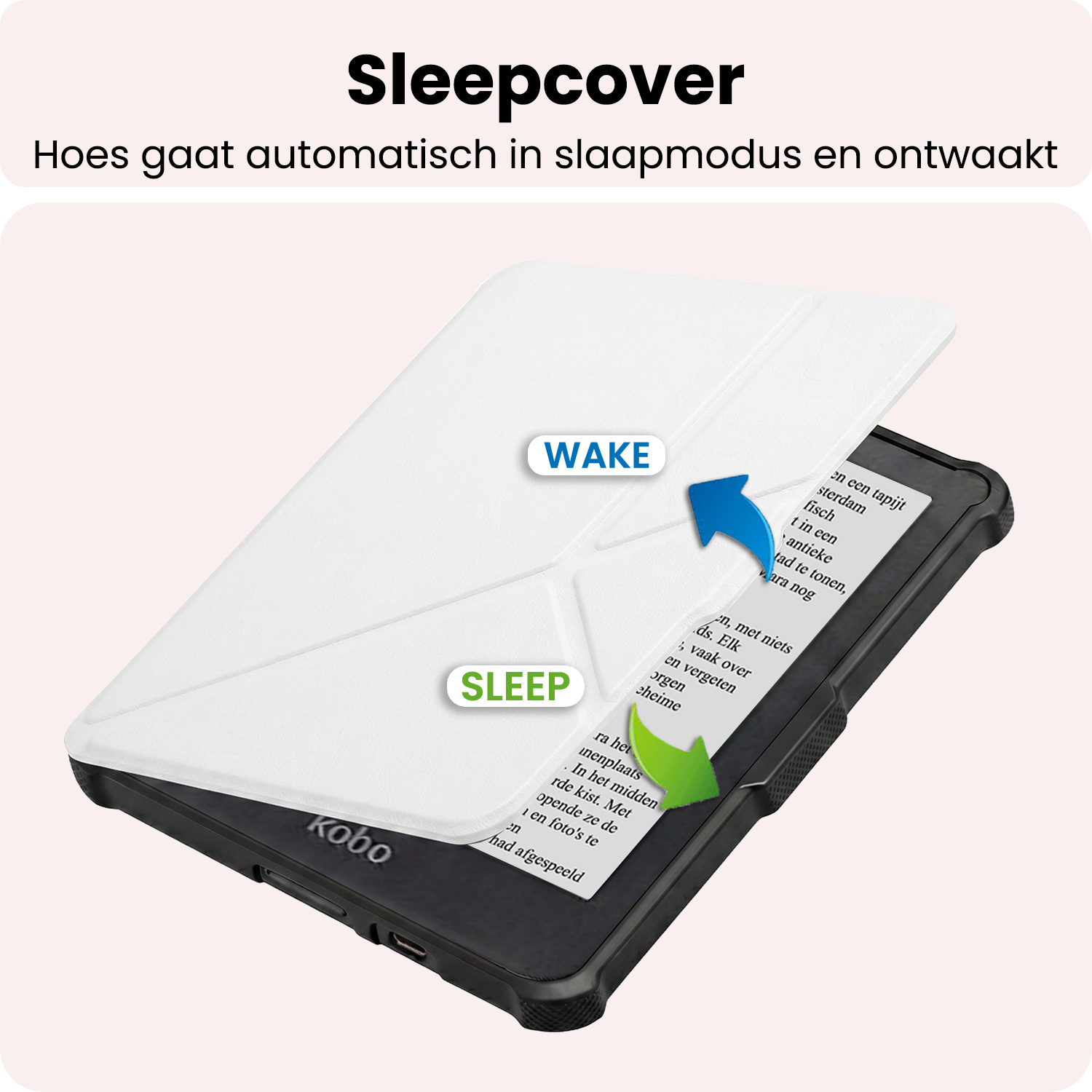 NoXx NoXx Kobo Clara HD Hoesje Trifold Met Screenprotector - Wit