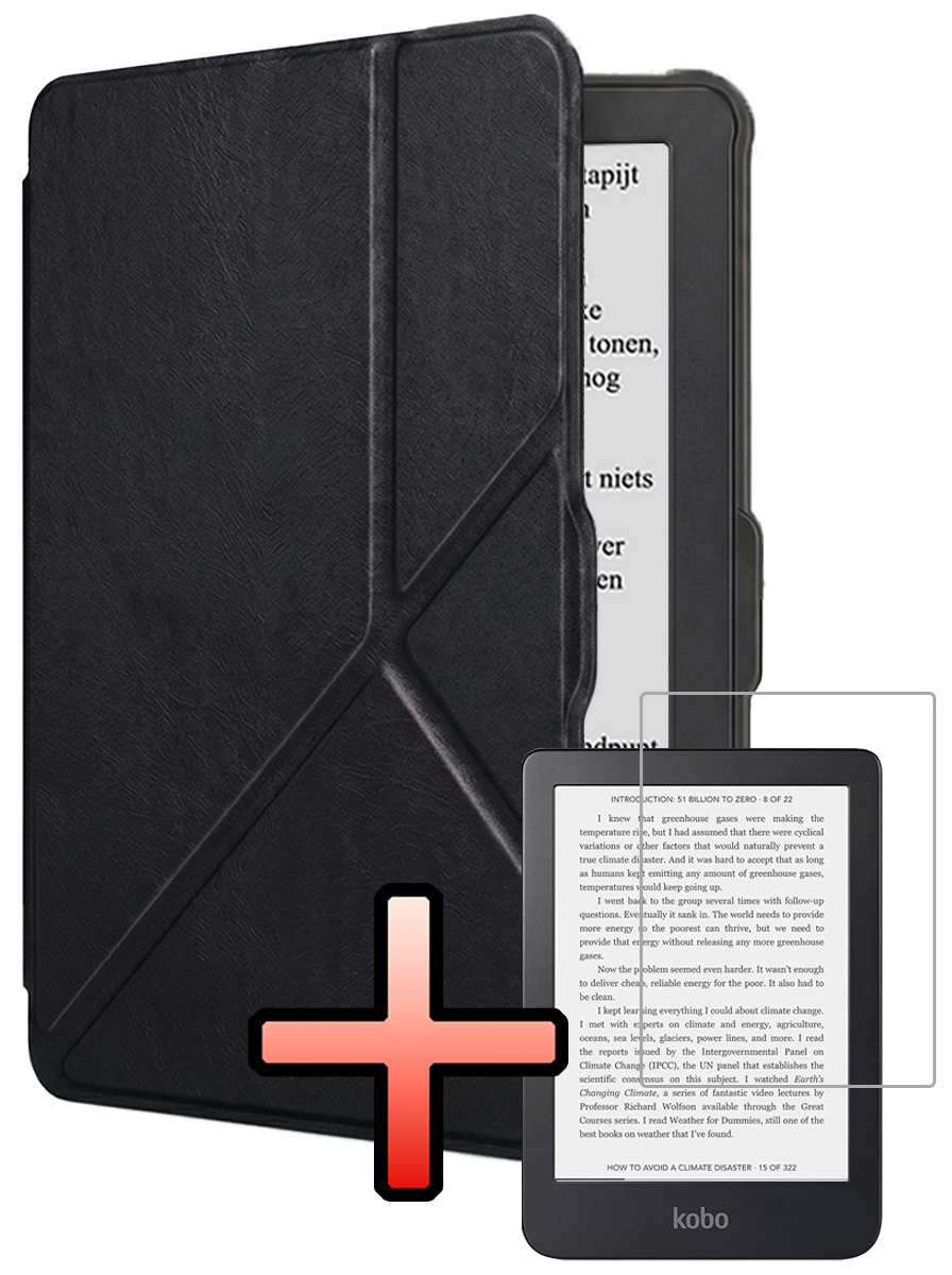 NoXx NoXx Kobo Clara HD Hoesje Trifold Met Screenprotector - Zwart