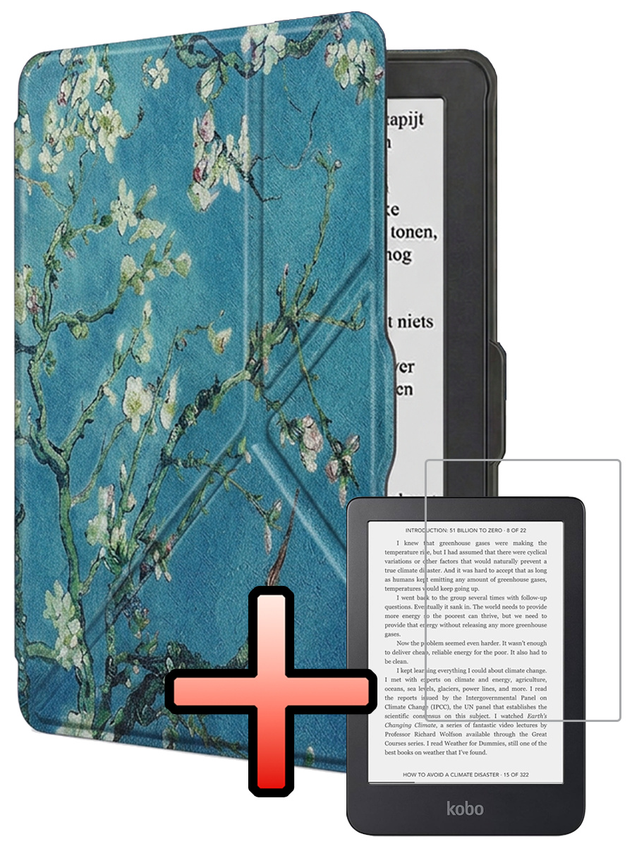 NoXx NoXx Kobo Nia Hoesje Trifold Met Screenprotector - Bloesem
