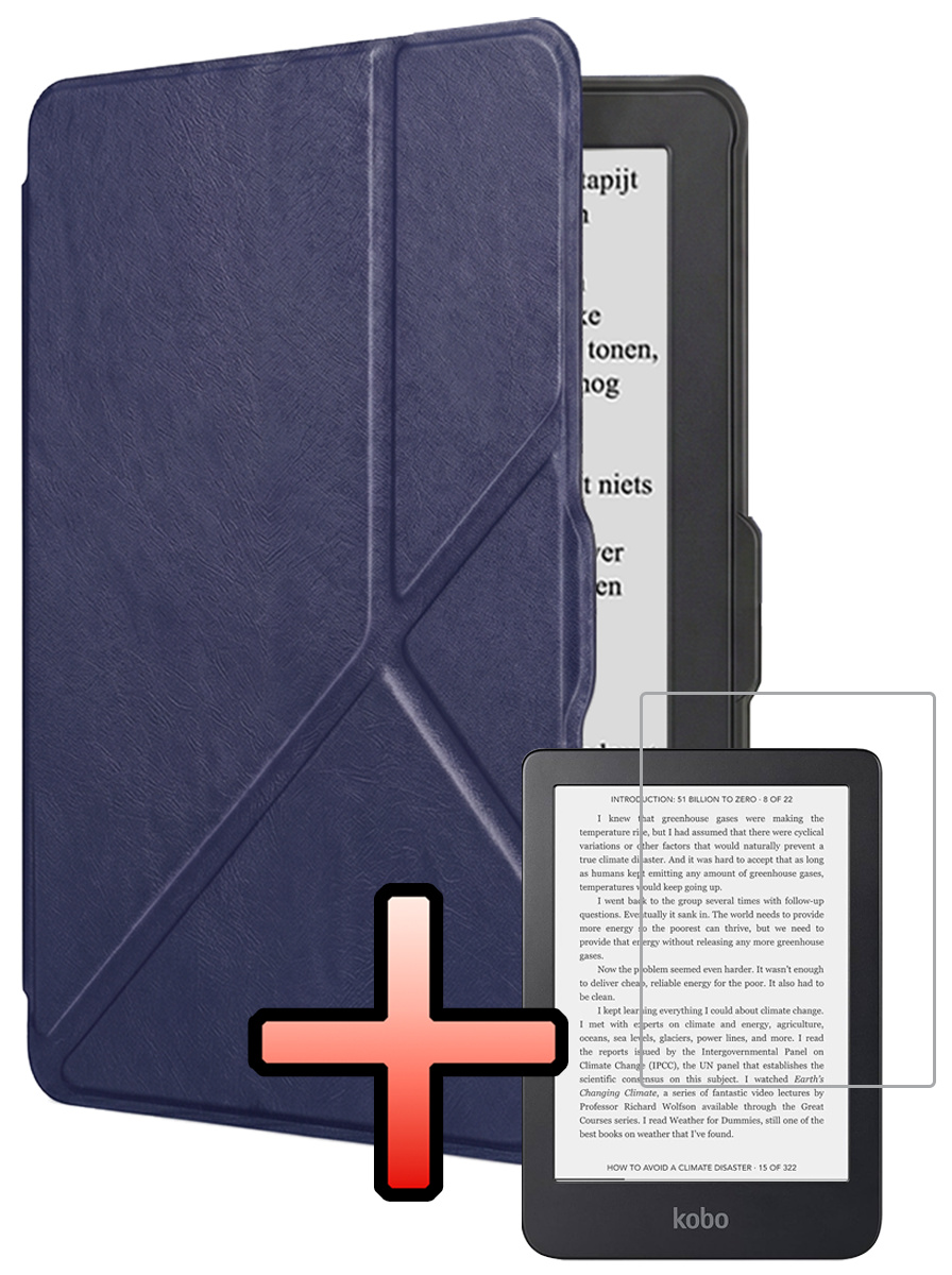 NoXx NoXx Kobo Nia Hoesje Trifold Met Screenprotector - Donkerblauw