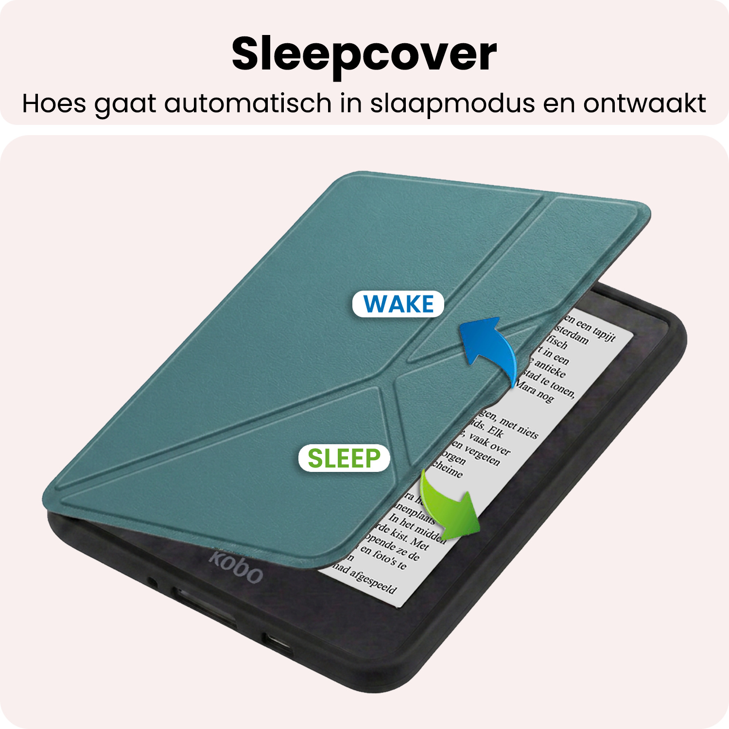 NoXx NoXx Kobo Nia Hoesje Trifold Met Screenprotector - Donkergroen