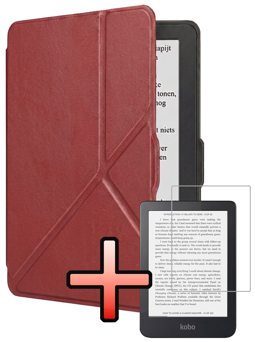 NoXx NoXx Kobo Nia Hoesje Trifold Met Screenprotector - Donkerrood