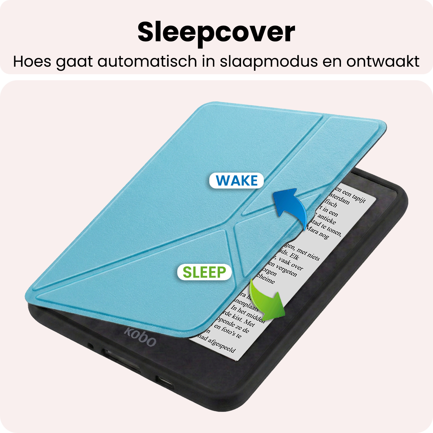NoXx NoXx Kobo Nia Hoesje Trifold Met Screenprotector - Lichtblauw