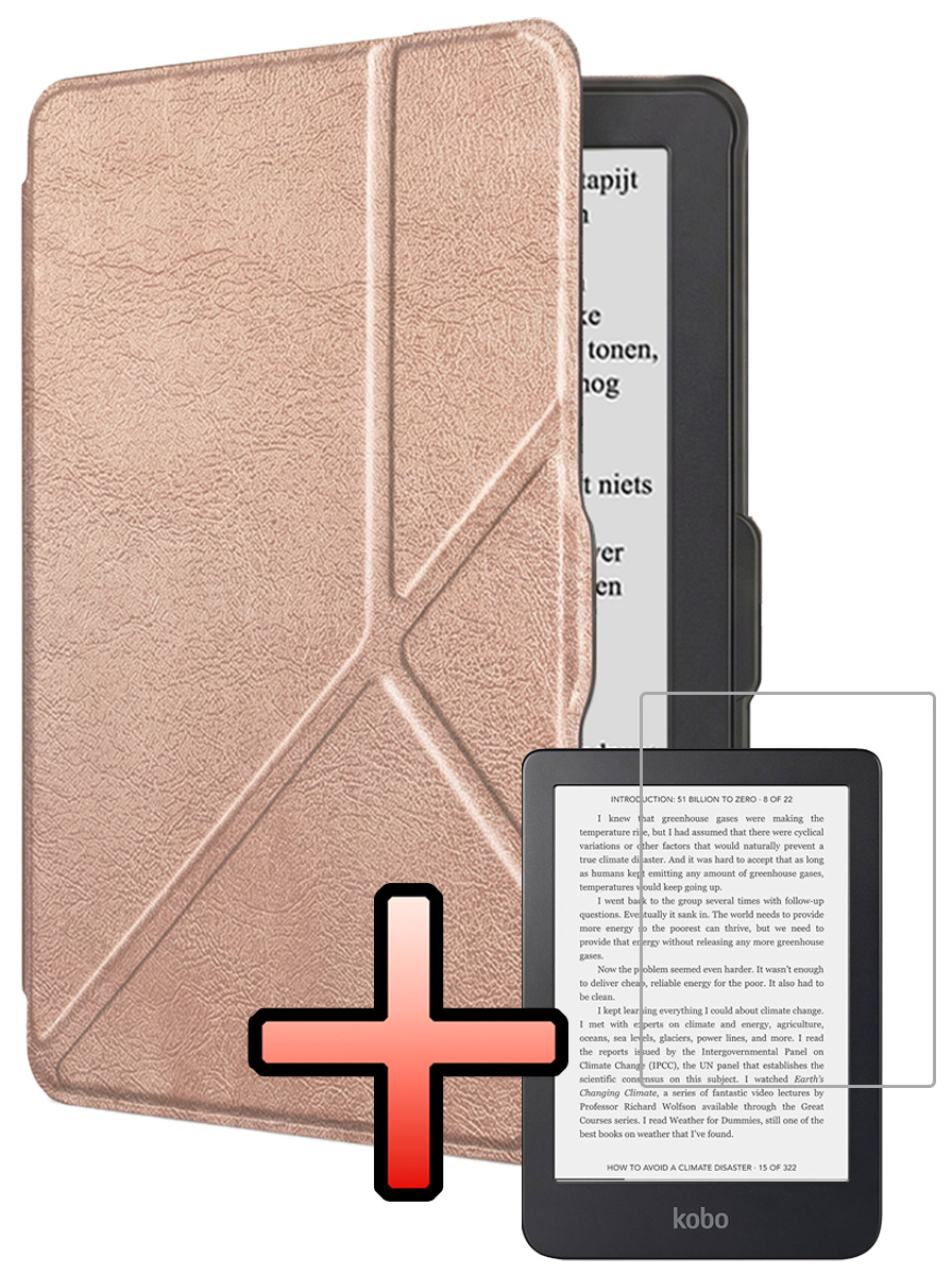 NoXx NoXx Kobo Nia Hoesje Trifold Met Screenprotector - Rose Goud