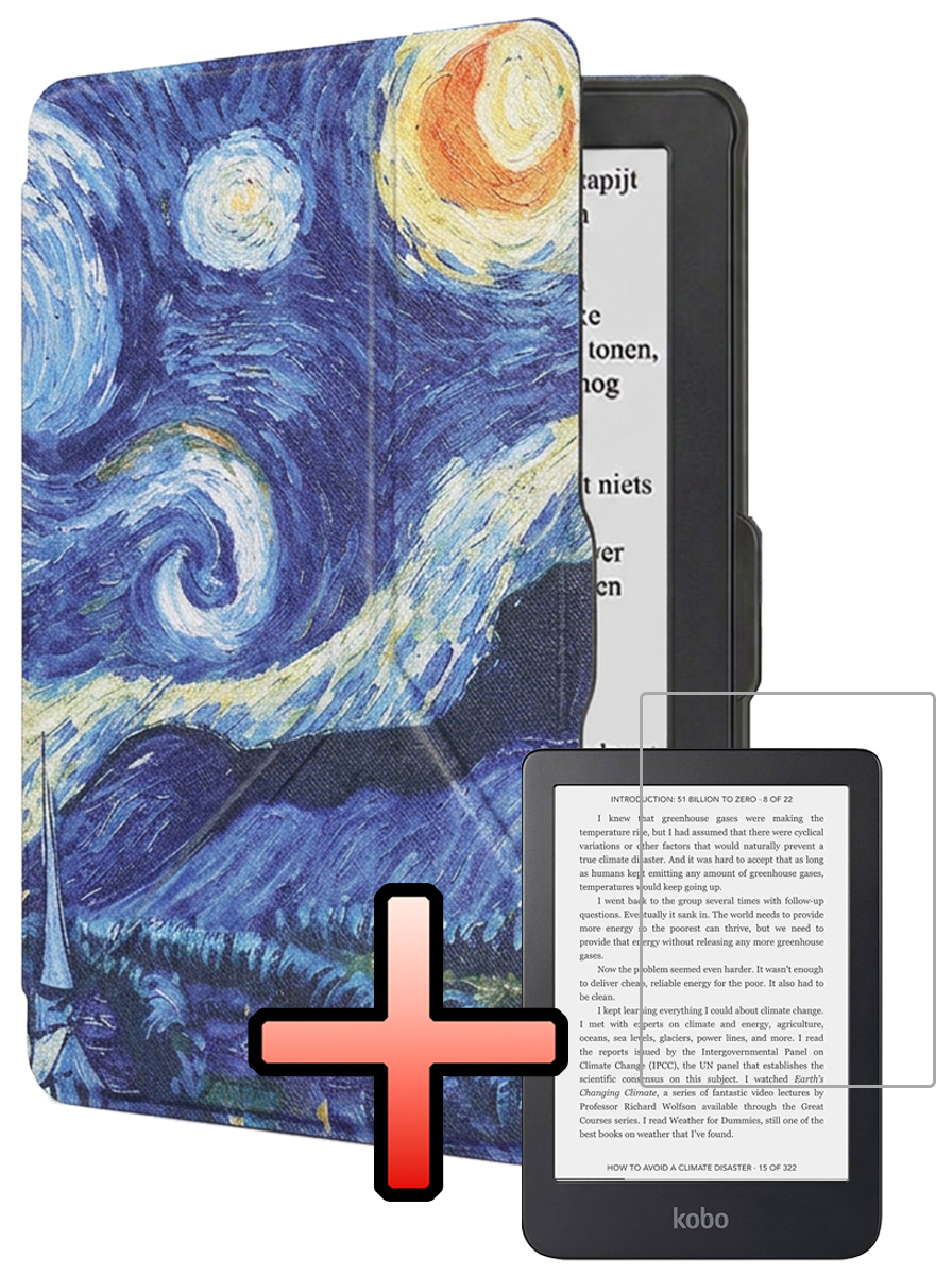 NoXx NoXx Kobo Nia Hoesje Trifold Met Screenprotector - Sterrenhemel