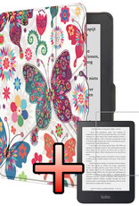 NoXx NoXx Kobo Nia Hoesje Trifold Met Screenprotector - Vlinders