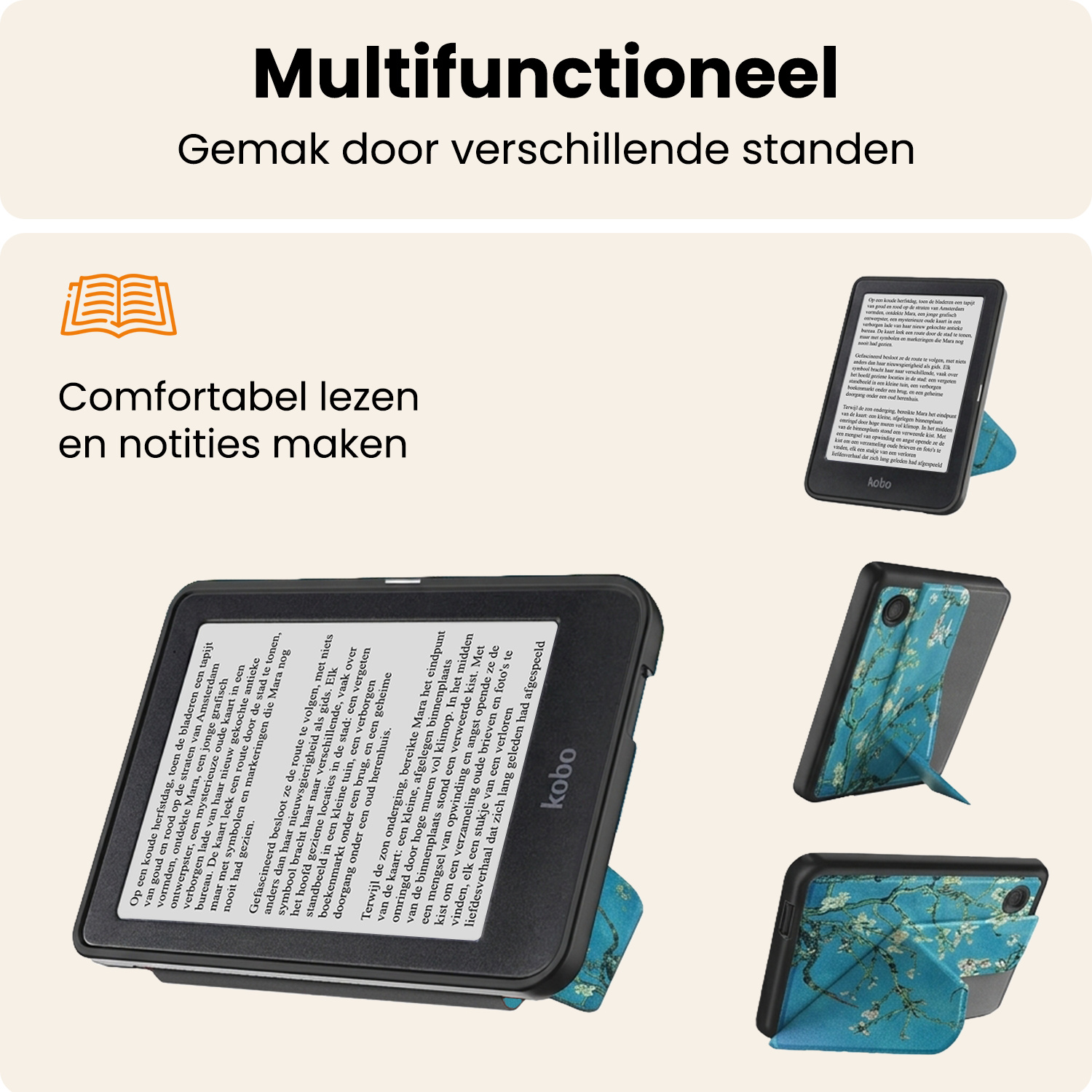 Nomfy Nomfy Kobo Clara 2E Hoesje Trifold - Bloesem