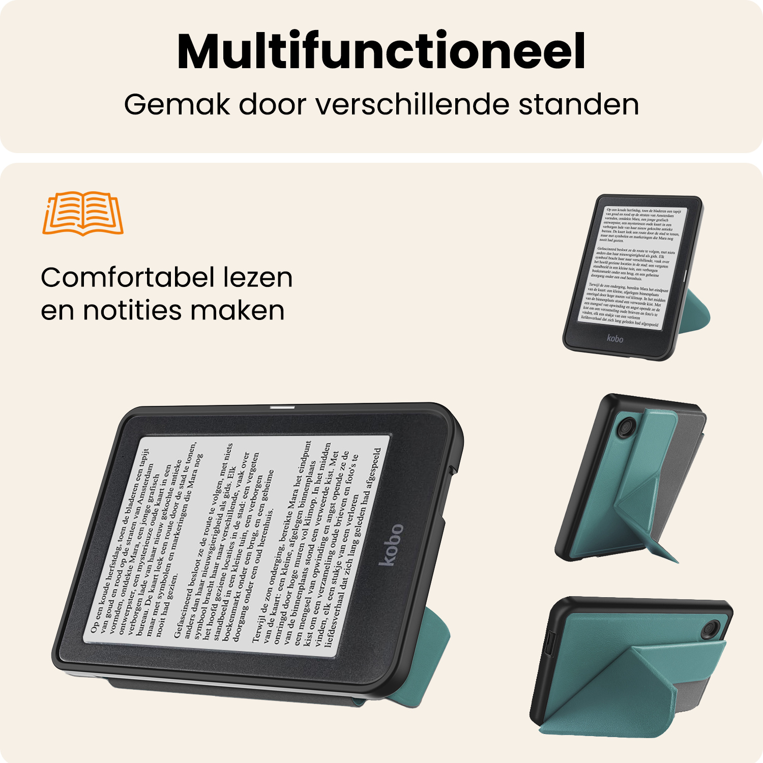 Nomfy Nomfy Kobo Clara 2E Hoesje Trifold - Donkergroen