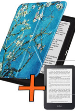 Nomfy Nomfy Kobo Clara 2E Hoesje Trifold Met Screenprotector - Bloesem