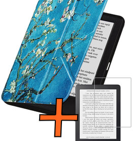 Nomfy Nomfy Kobo Clara 2E Hoesje Trifold Met Screenprotector - Bloesem