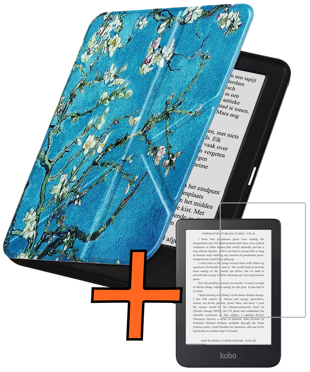 Nomfy Nomfy Kobo Clara 2E Hoesje Trifold Met Screenprotector - Bloesem