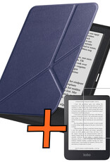 Nomfy Nomfy Kobo Clara 2E Hoesje Trifold Met Screenprotector - Donkerblauw