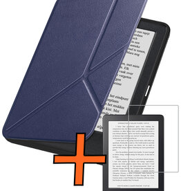 Nomfy Nomfy Kobo Clara 2E Hoesje Trifold Met Screenprotector - Donkerblauw