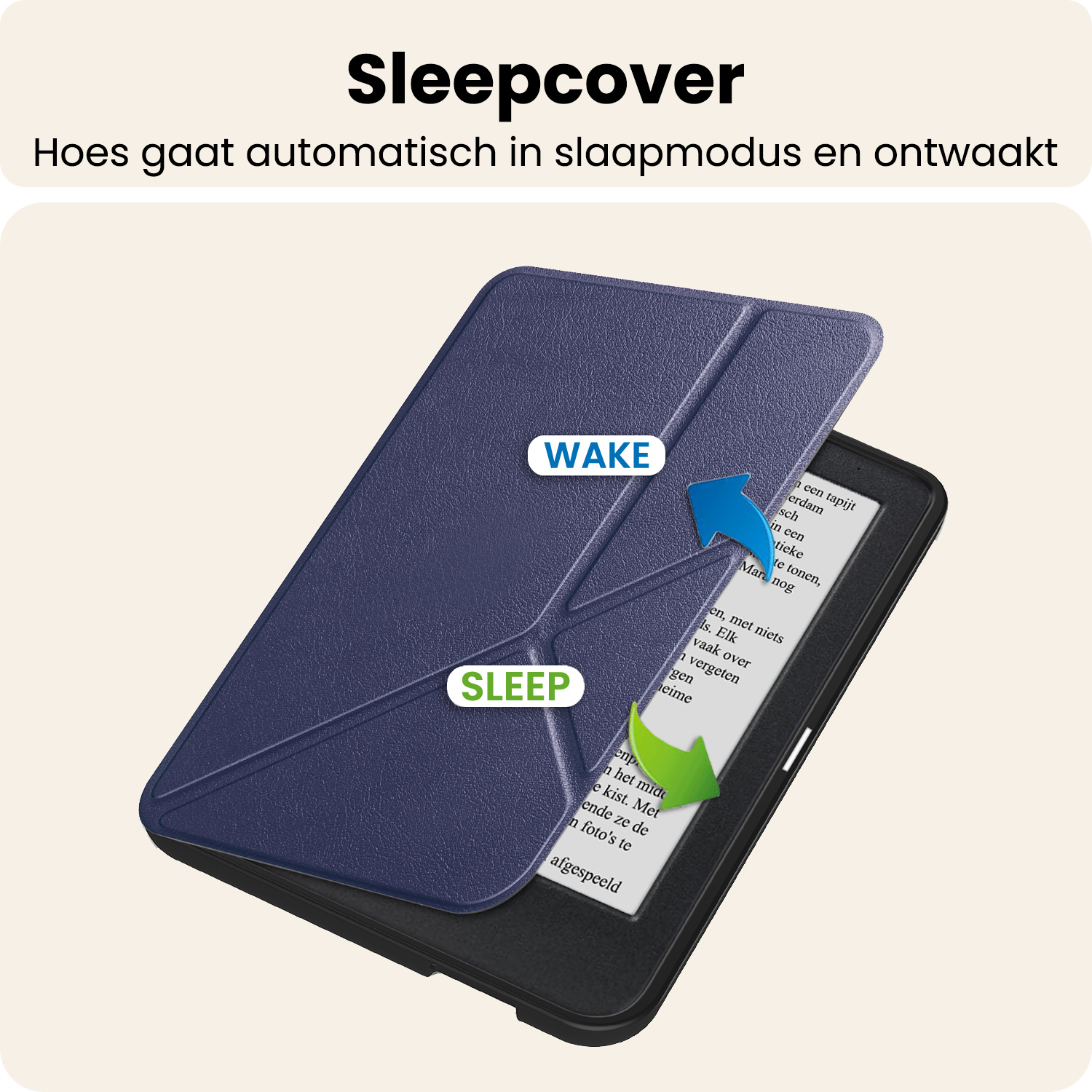 Nomfy Nomfy Kobo Clara 2E Hoesje Trifold Met Screenprotector - Donkerblauw