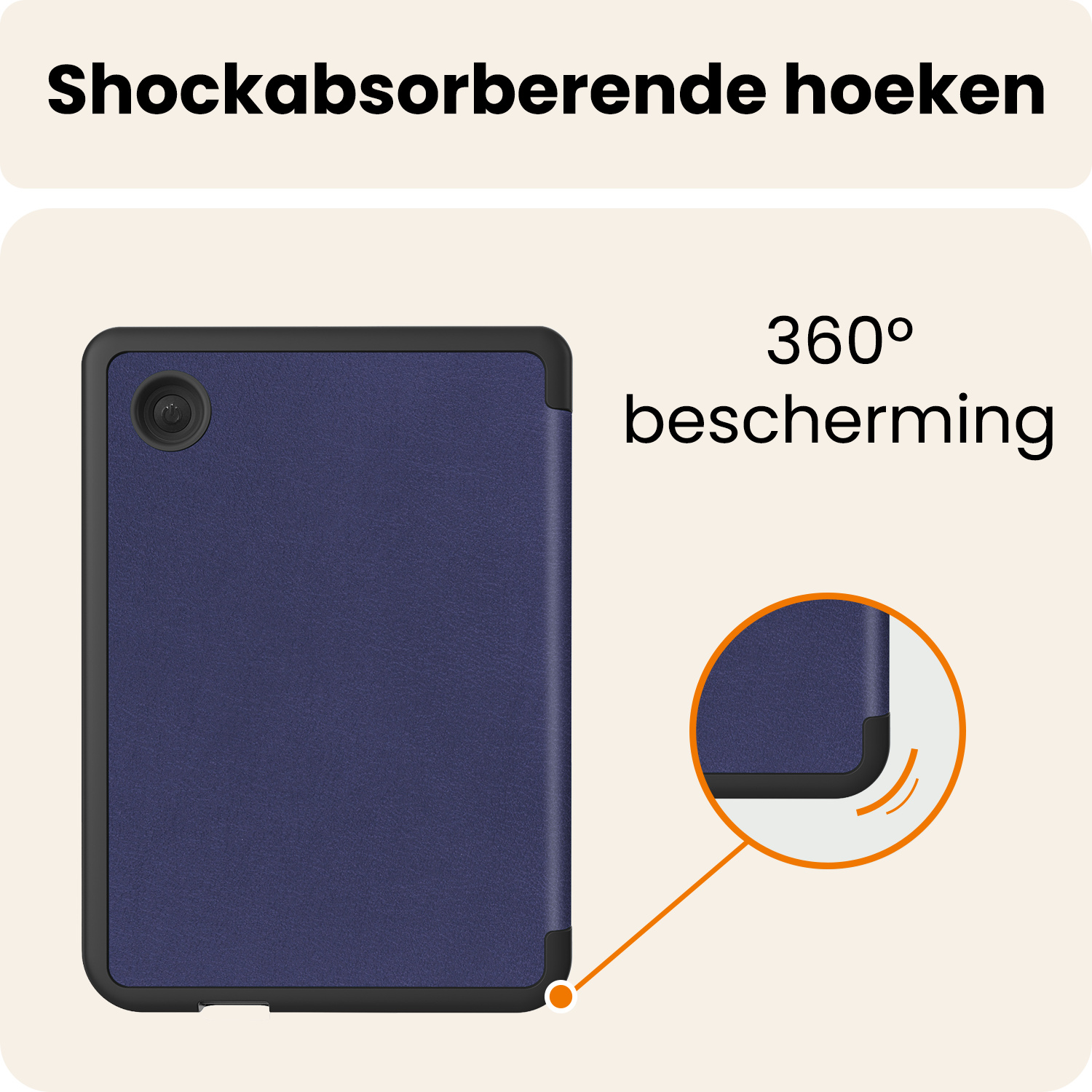 Nomfy Nomfy Kobo Clara 2E Hoesje Trifold Met Screenprotector - Donkerblauw
