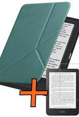 Nomfy Nomfy Kobo Clara 2E Hoesje Trifold Met Screenprotector - Donkergroen