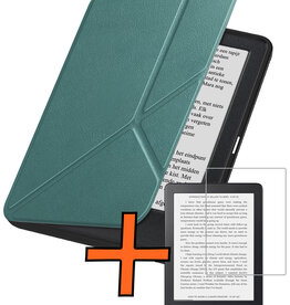 Nomfy Nomfy Kobo Clara 2E Hoesje Trifold Met Screenprotector - Donkergroen