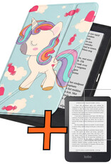 Nomfy Nomfy Kobo Clara 2E Hoesje Trifold Met Screenprotector - Eenhoorn