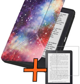 Nomfy Nomfy Kobo Clara 2E Hoesje Trifold Met Screenprotector - Galaxy