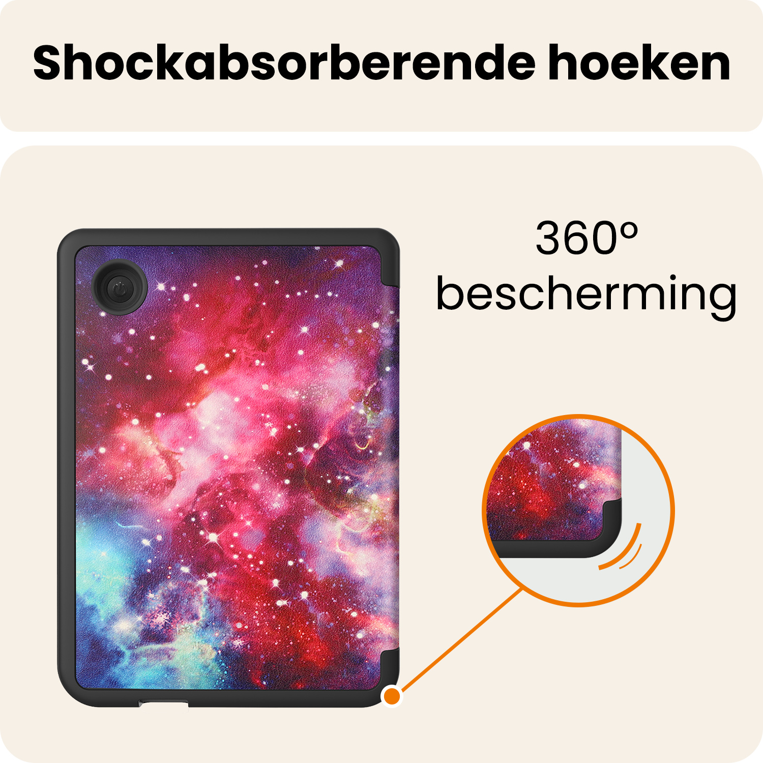 Nomfy Nomfy Kobo Clara 2E Hoesje Trifold Met Screenprotector - Galaxy