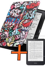 Nomfy Nomfy Kobo Clara 2E Hoesje Trifold Met Screenprotector - Graffity
