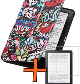 Nomfy Nomfy Kobo Clara 2E Hoesje Trifold Met Screenprotector - Graffity