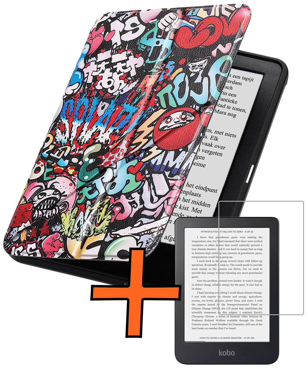 Nomfy Nomfy Kobo Clara 2E Hoesje Trifold Met Screenprotector - Graffity