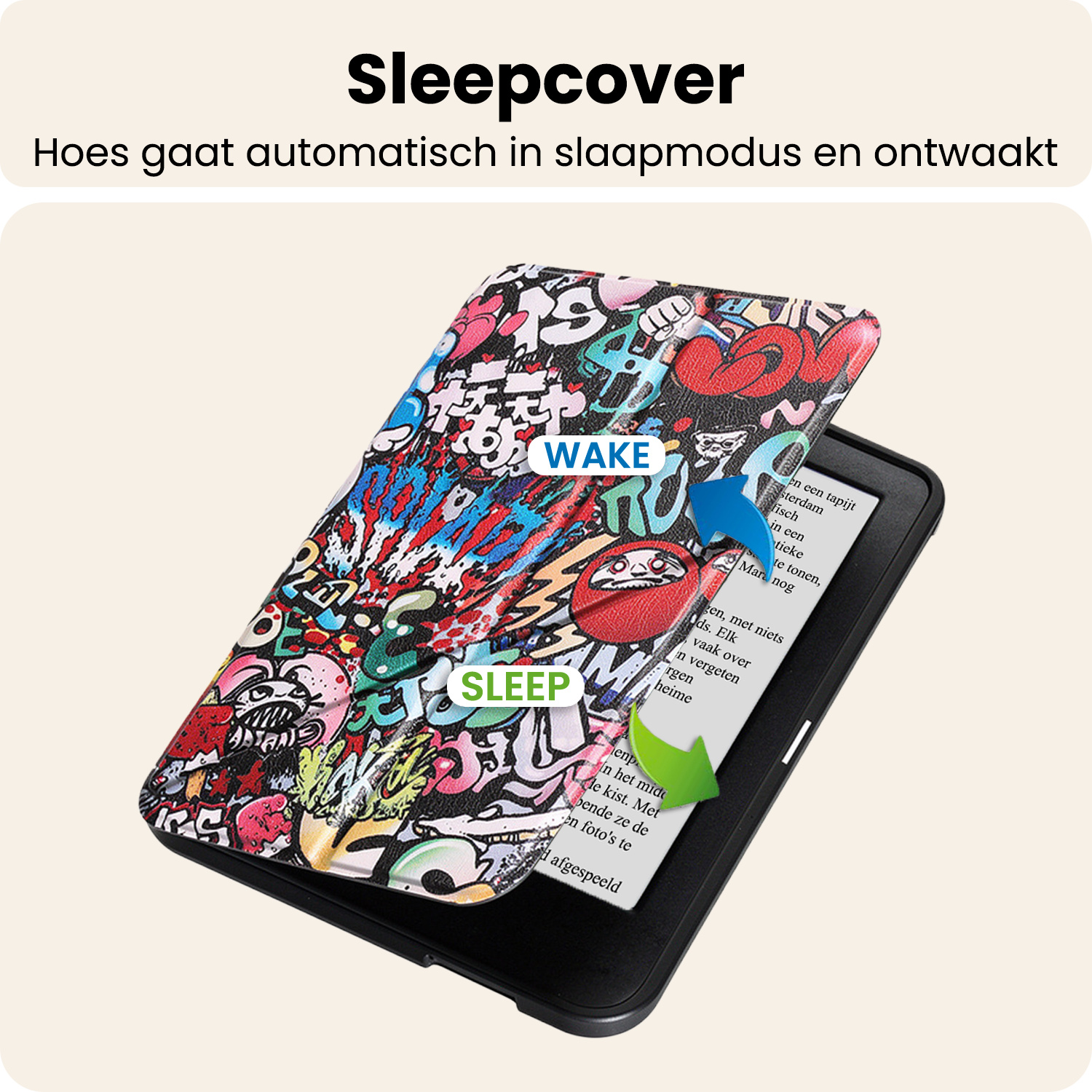 Nomfy Nomfy Kobo Clara 2E Hoesje Trifold Met Screenprotector - Graffity