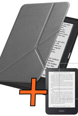 Nomfy Nomfy Kobo Clara 2E Hoesje Trifold Met Screenprotector - Grijs