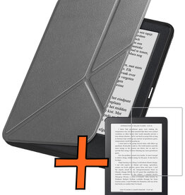Nomfy Nomfy Kobo Clara 2E Hoesje Trifold Met Screenprotector - Grijs