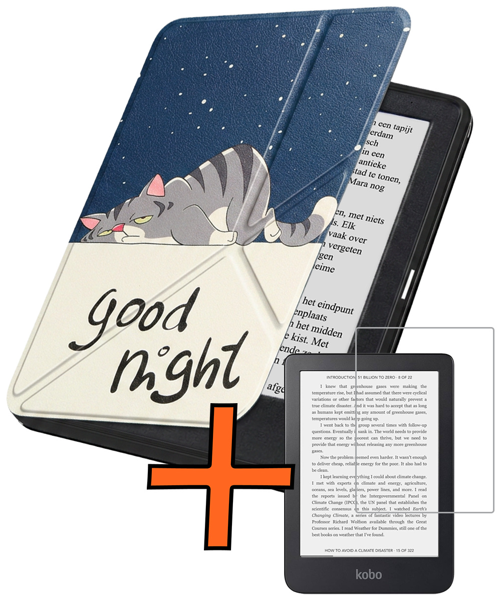 Nomfy Nomfy Kobo Clara 2E Hoesje Trifold Met Screenprotector - Kat