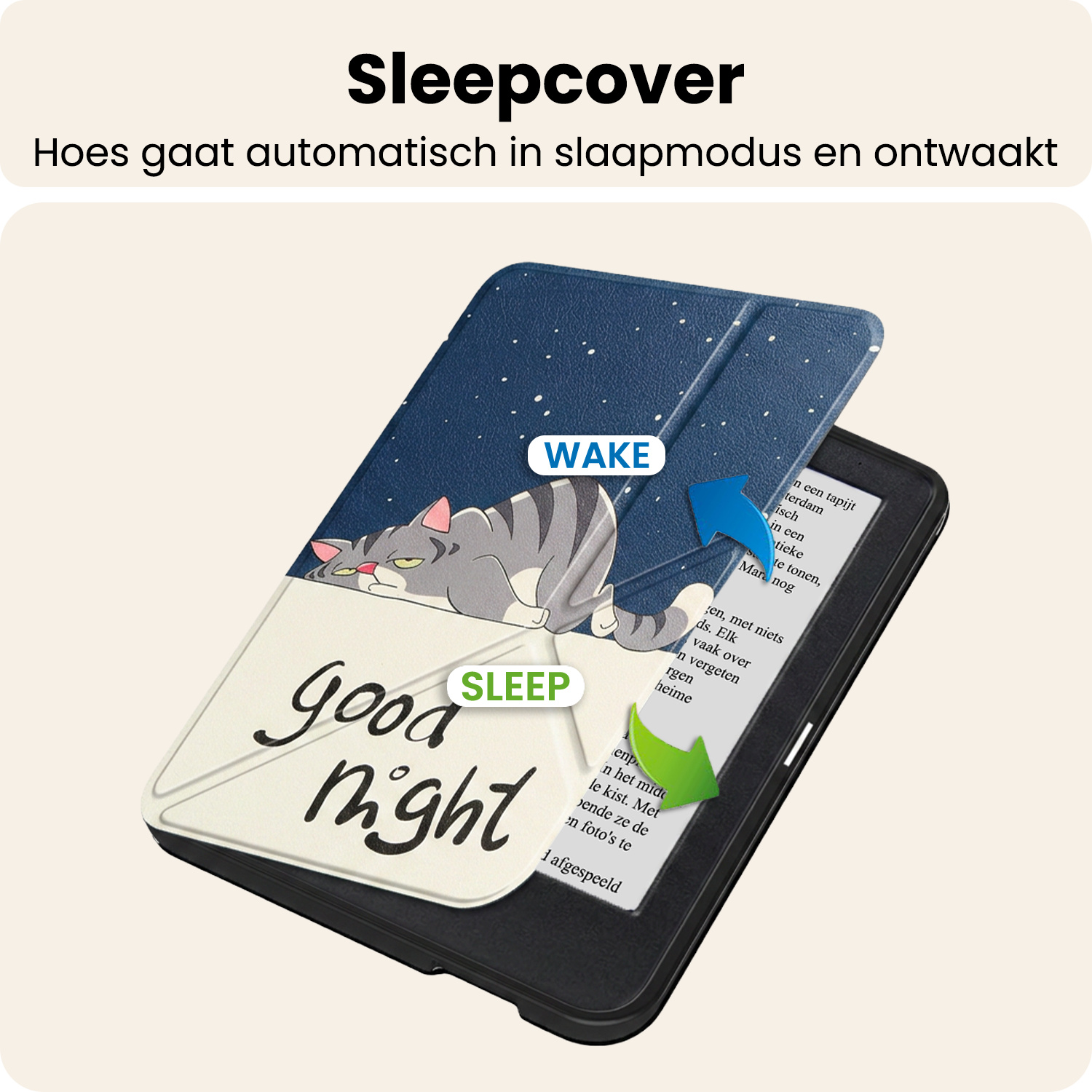 Nomfy Nomfy Kobo Clara 2E Hoesje Trifold Met Screenprotector - Kat